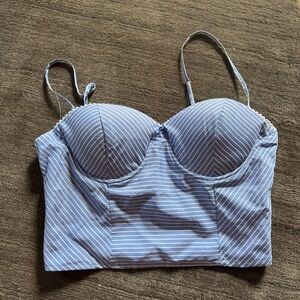 Vici Blue and White Striped Bustier Top